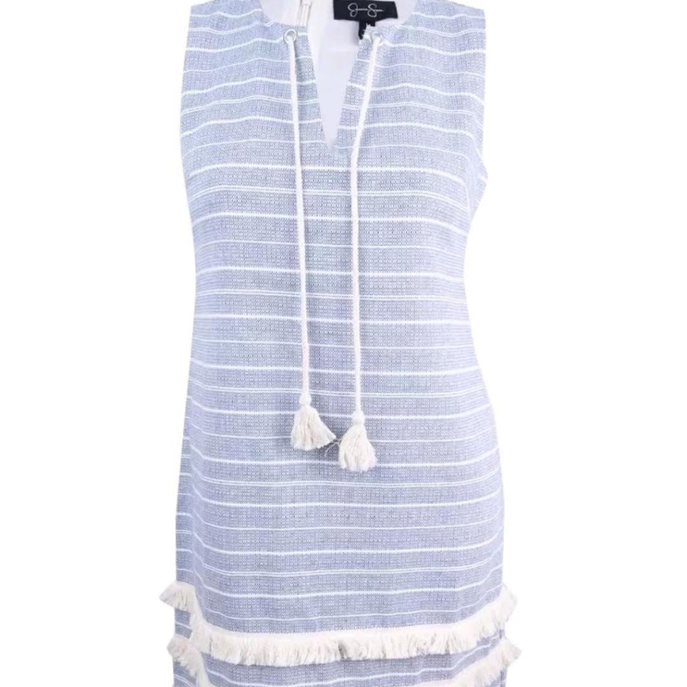 Jessica Simpson Light Blue and White Striped Midi Dress